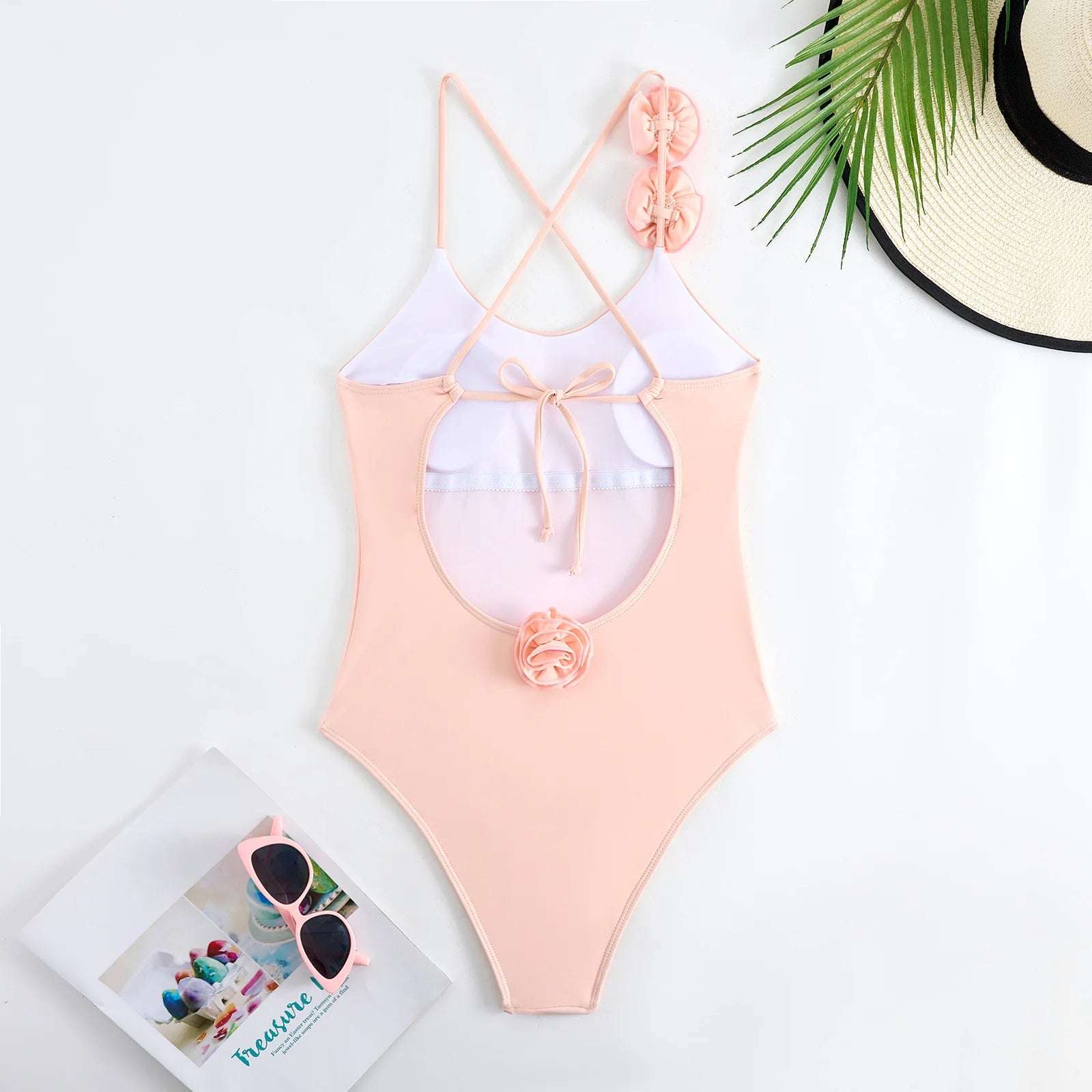 Flower Cross Back one piece swimsuit
