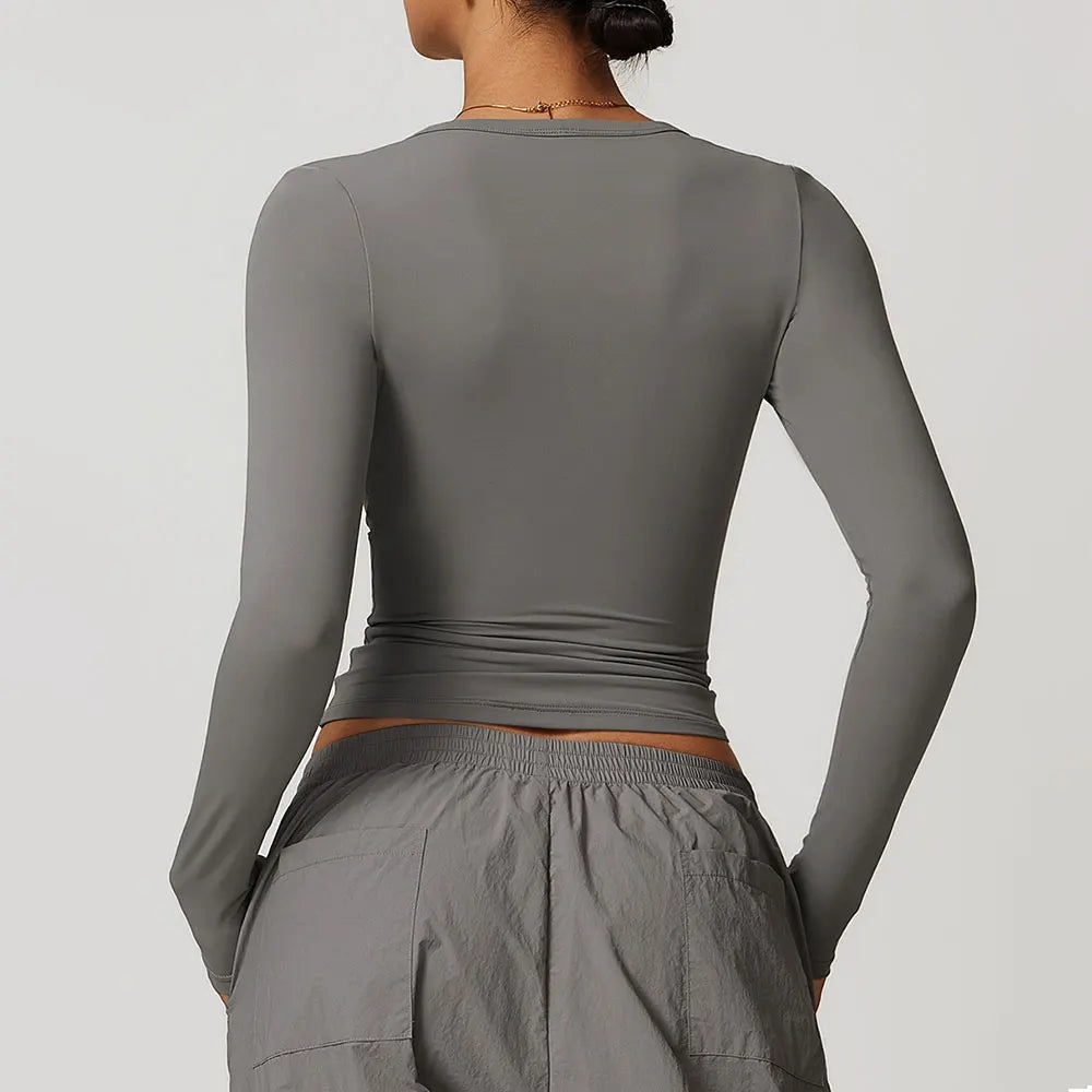 Long Sleeve gym Workout Crop Top