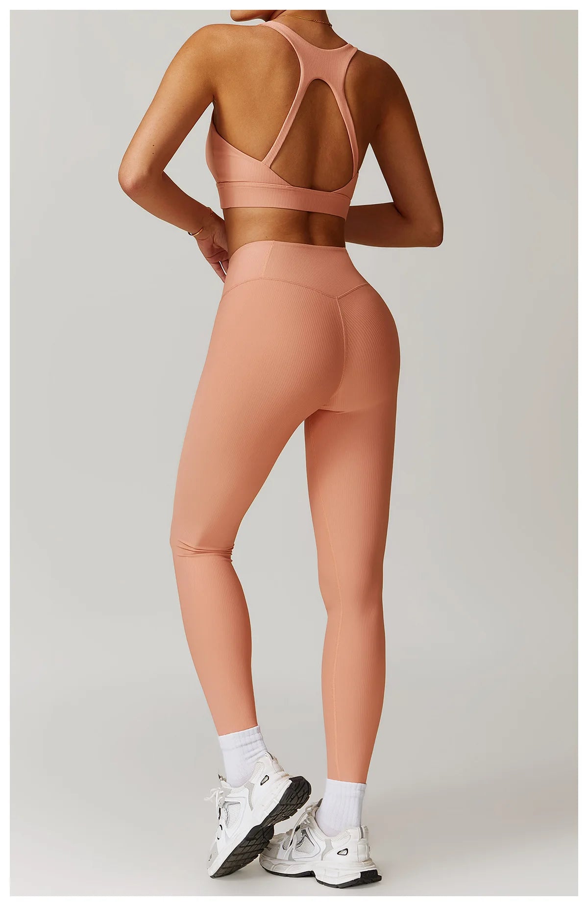 Ribbed Fitness Gym Workout Push Up Sports Bra & Leggings Set