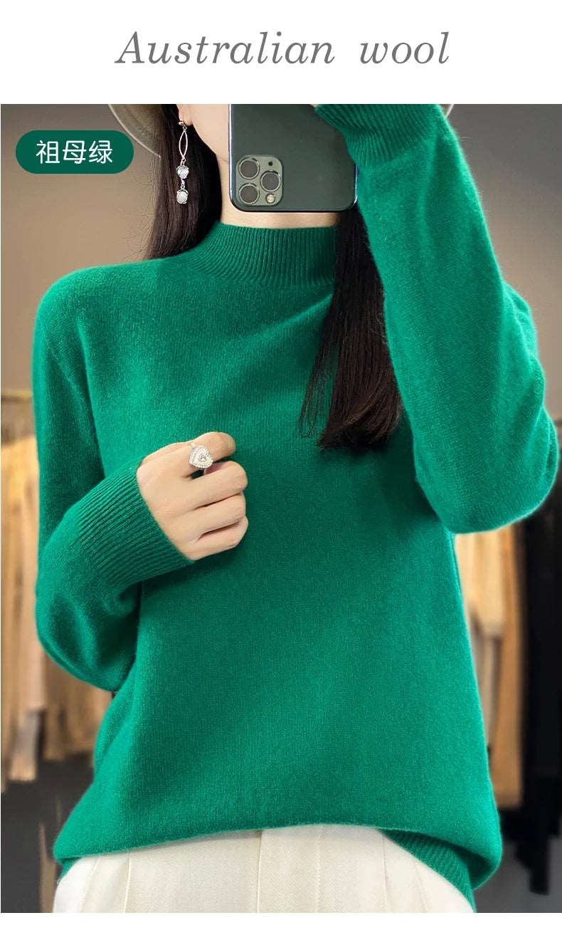 100% Merino Wool Sweater Women Knitwear