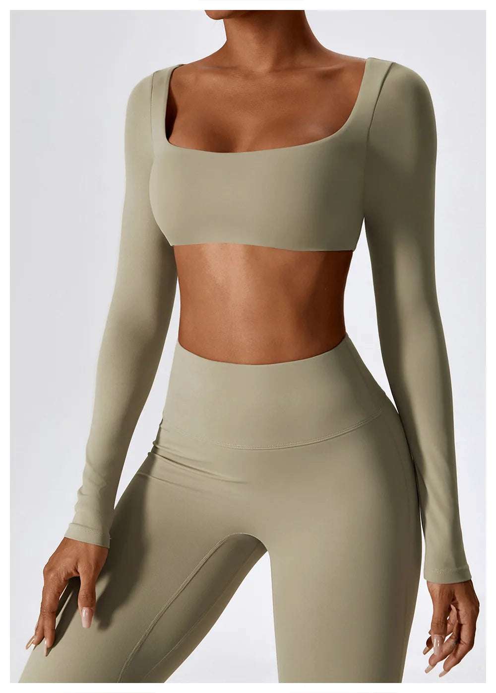 Long Sleeve square neck Workout Gym Top