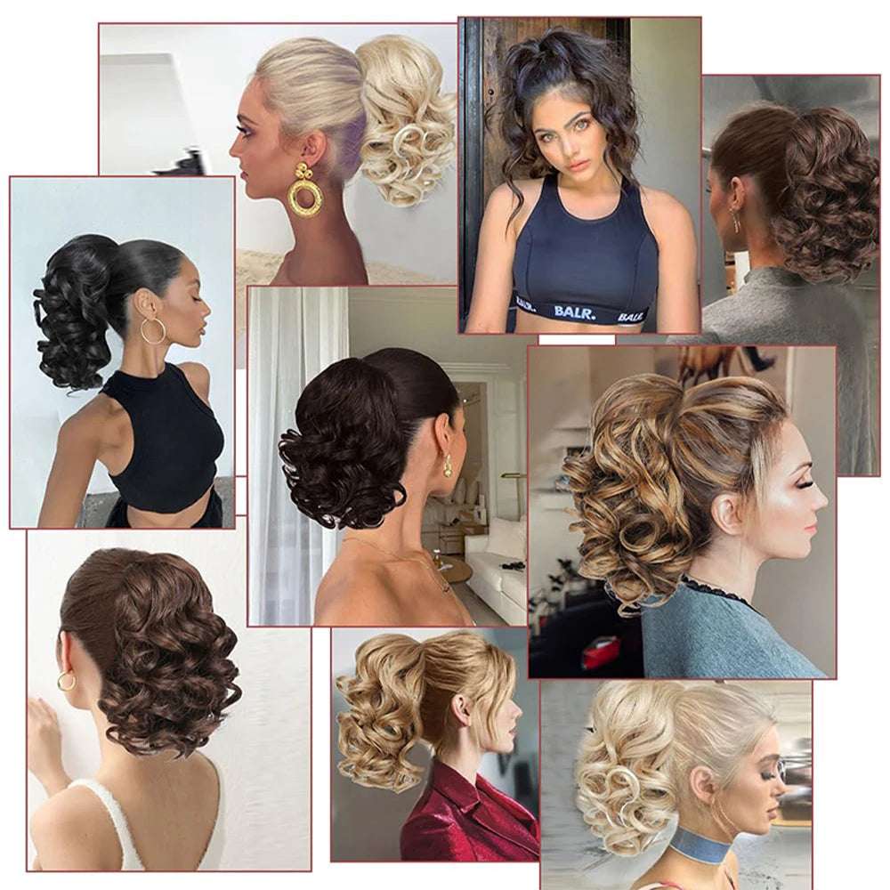 Claw Clip On Ponytails Extension Wavy Hair 12 Inches Hair Natural Extension