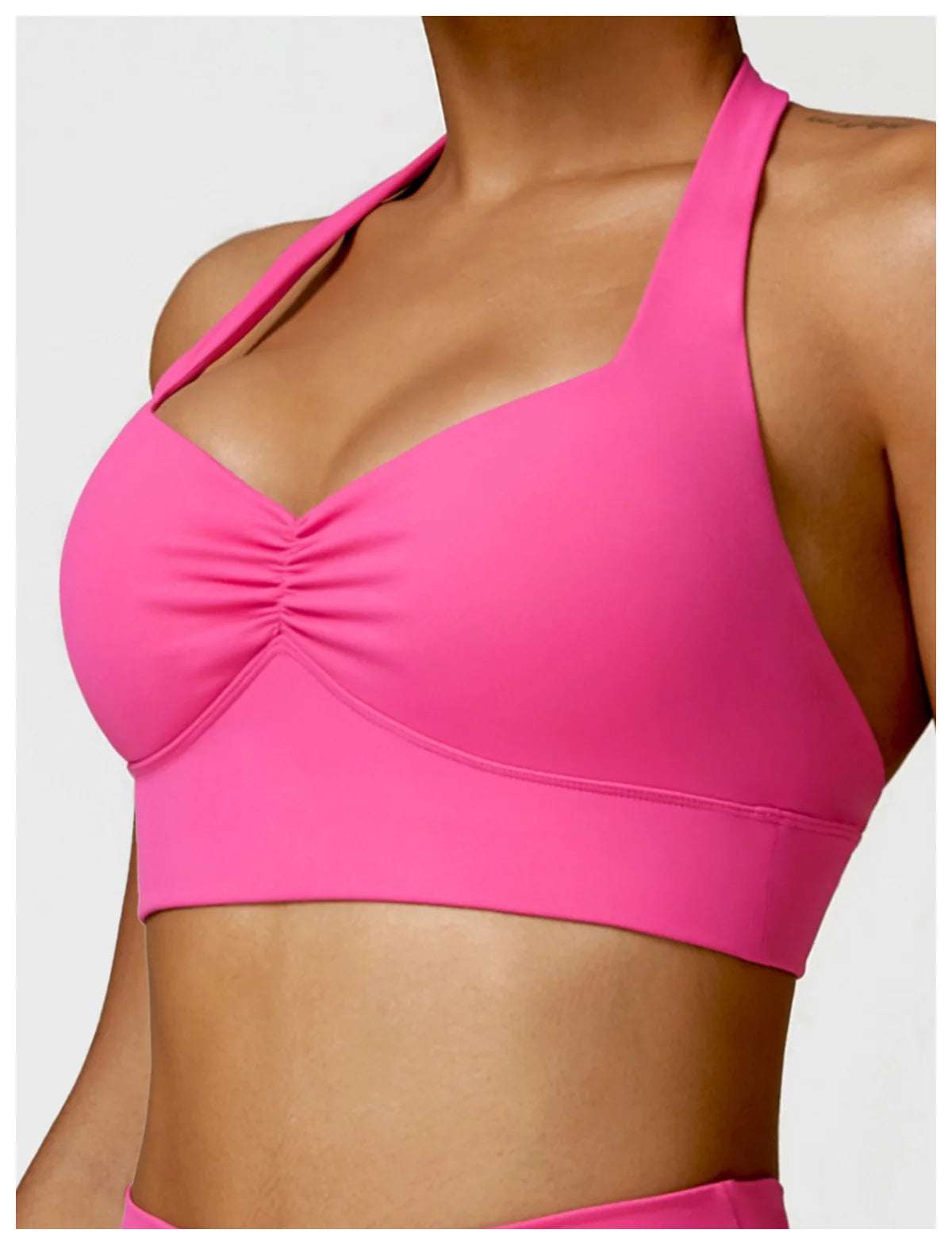 Halter neck push up ruched Sports Bra