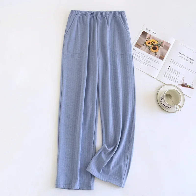 Striped Loose lounge pyjama bottoms Blue(woman)