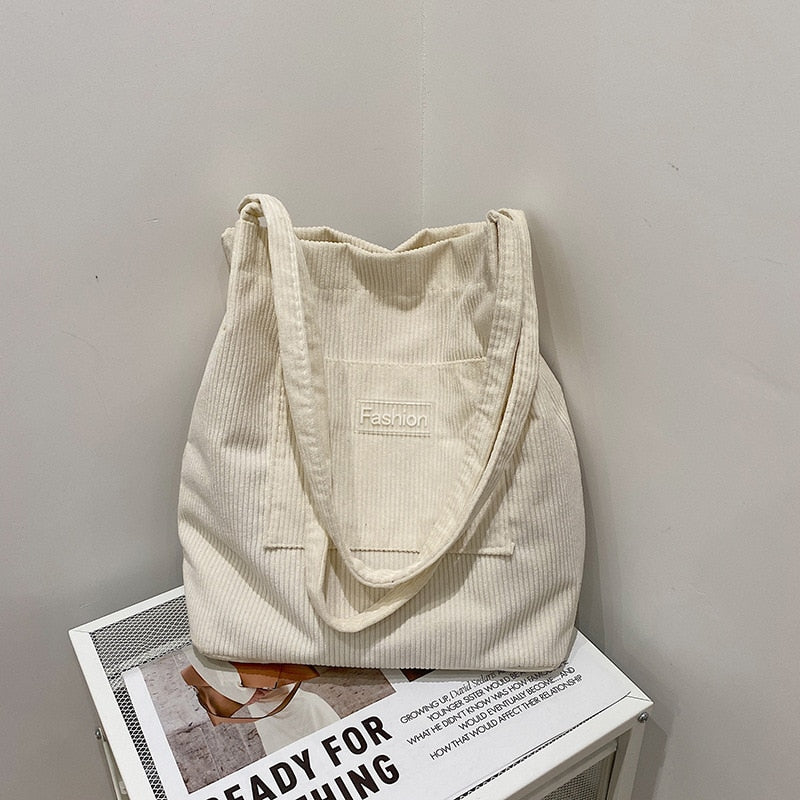 Women's Canvas Casual Tote Bag White D