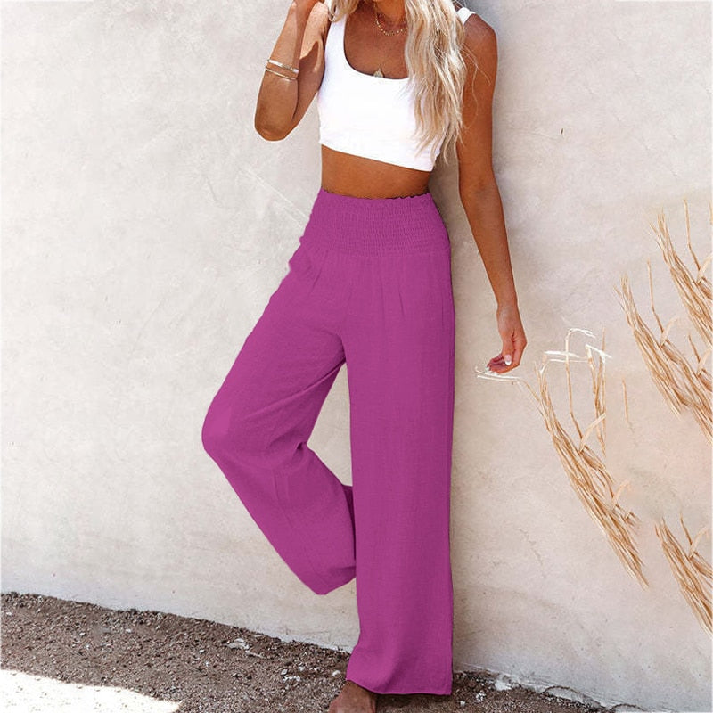Women Cotton Linen Loose Wide Leg Pants