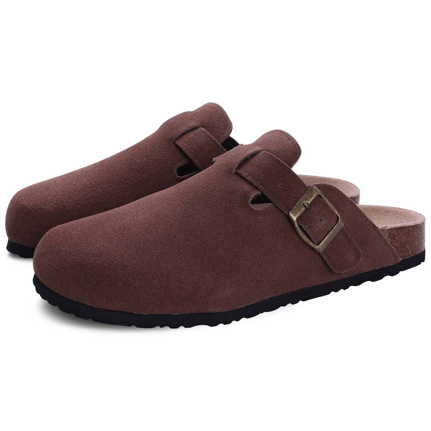 Suede Birkenstock style Mules Clogs Slippers Chocolate