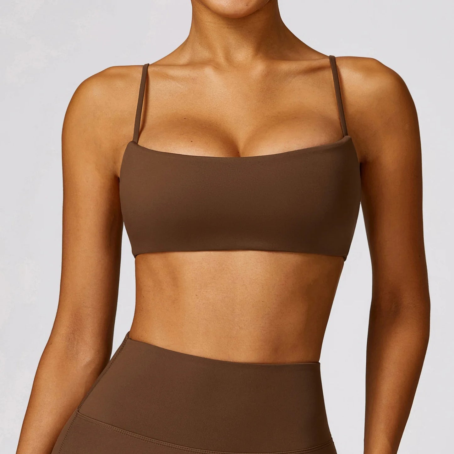 Breathable Shockproof Gym Workout Top Bra Huacha Brown