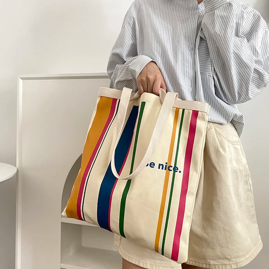 Colourful stripes Canvas Shoulder Bag