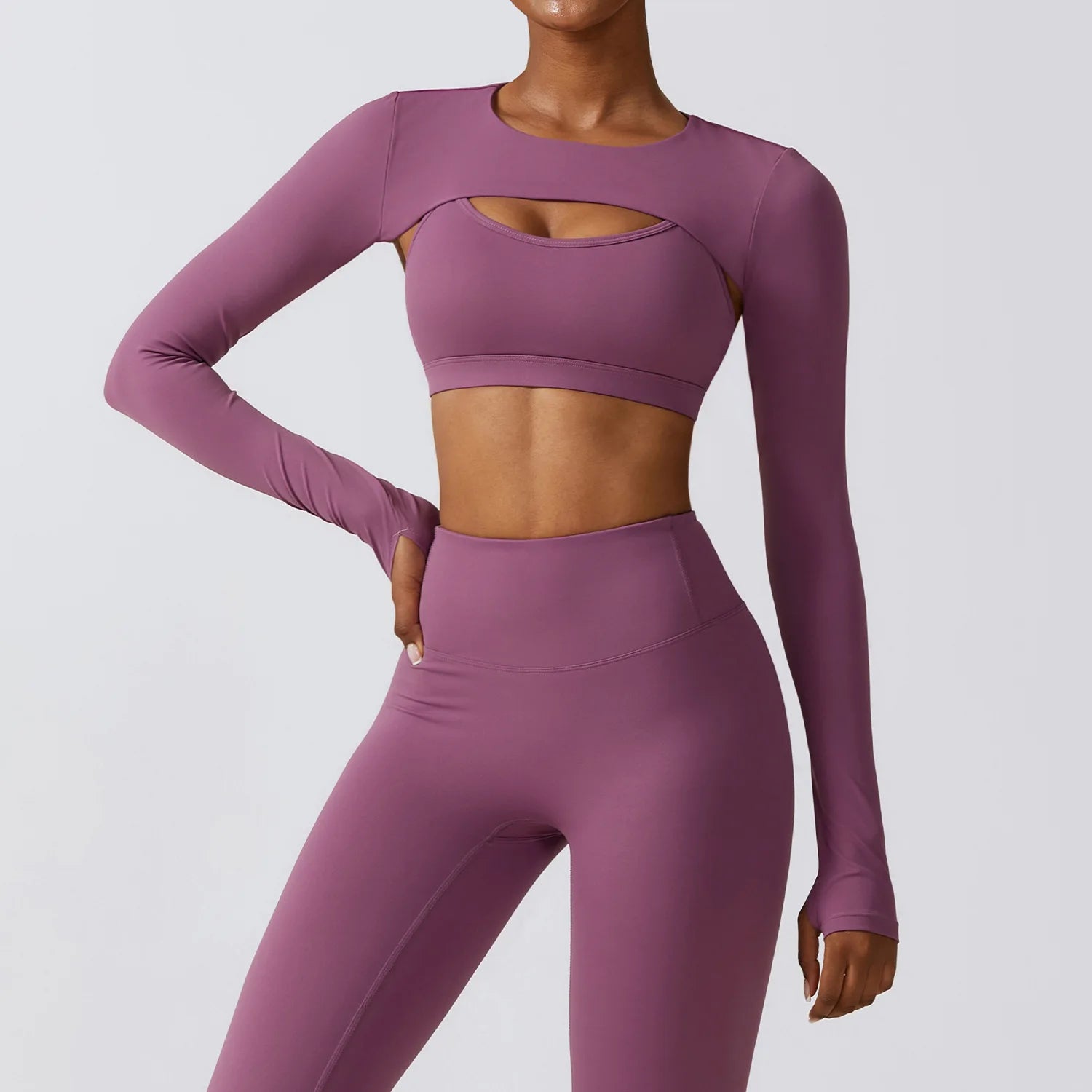 Long Sleeved Fitness Gym Top West plum purple