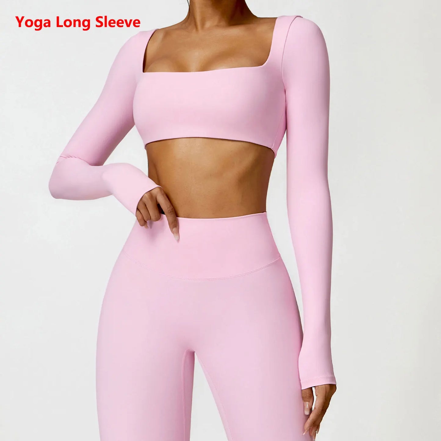 Long sleeved Fitness Gym Workout Top Pink