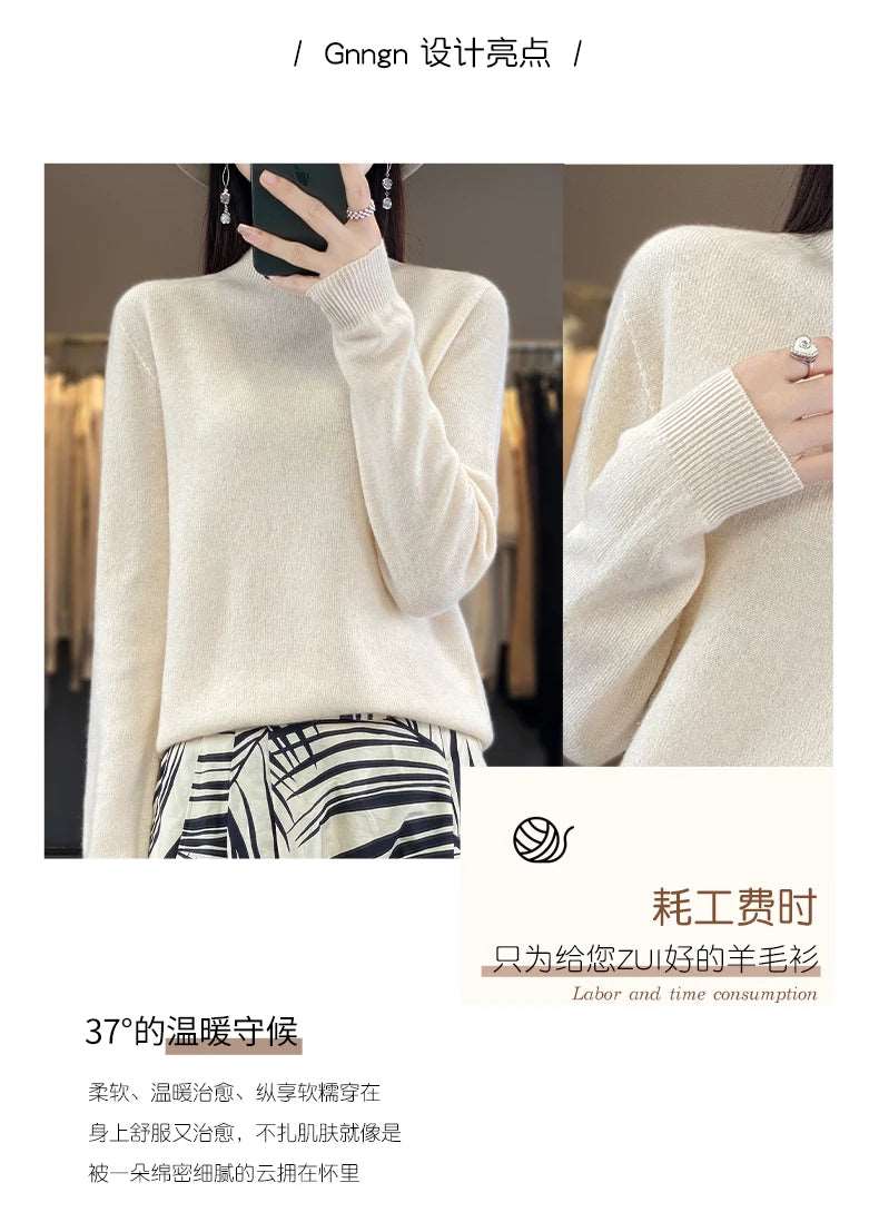 100% Merino Wool Sweater Women Knitwear