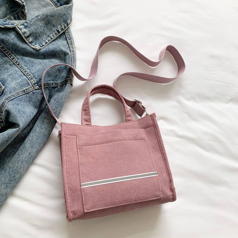 Women's Canvas Casual Tote Bag Pink E