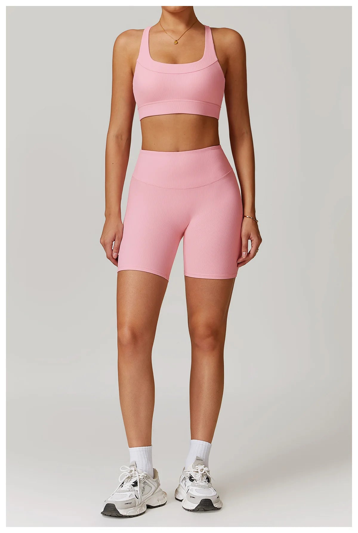 Ribbed Fitness Gym Workout Push Up Sports Bra & Leggings Set