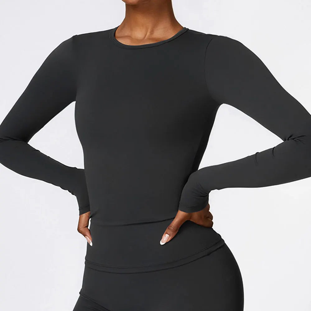 Long Sleeve round neck Running Fitness Gym crop top
