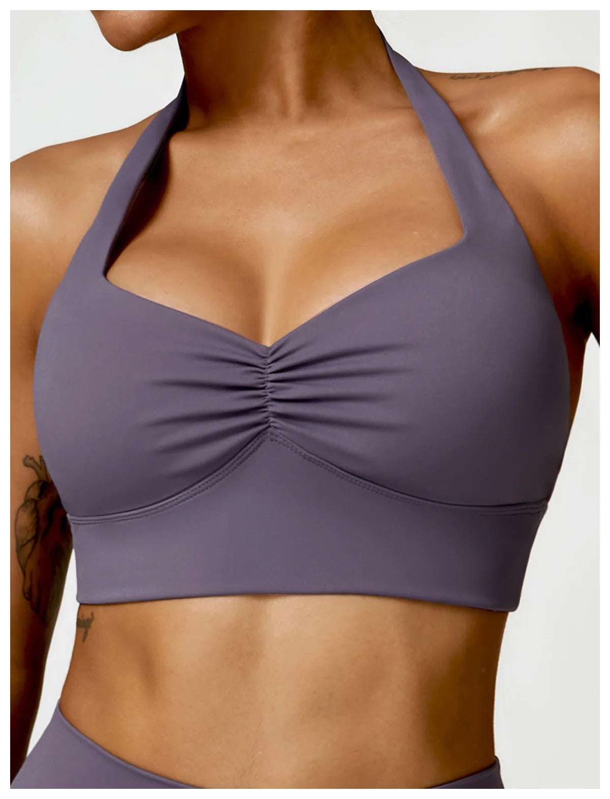 Halter neck push up ruched Sports Bra