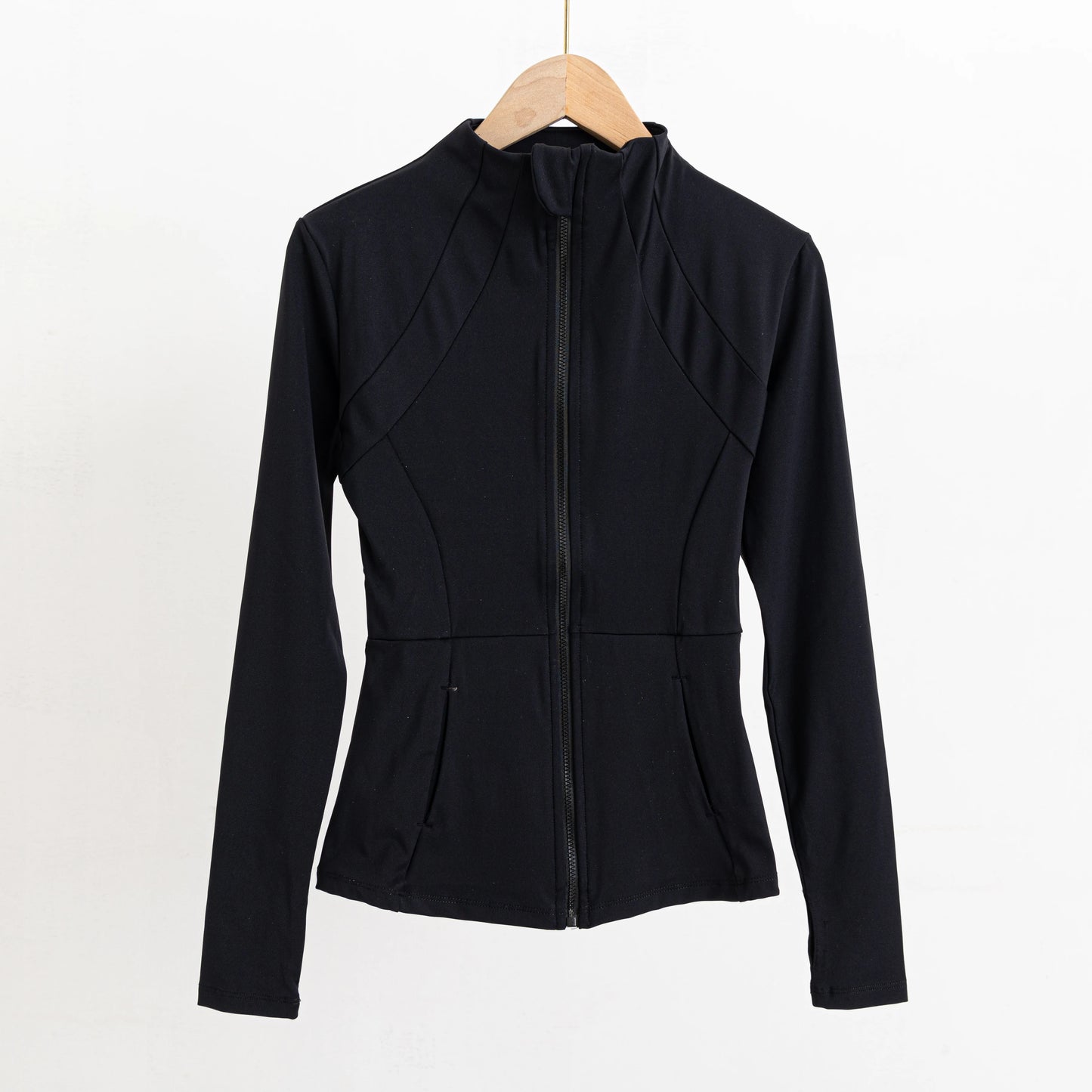 Long-sleeved zipper Fitness Running gym Top Jacket Black