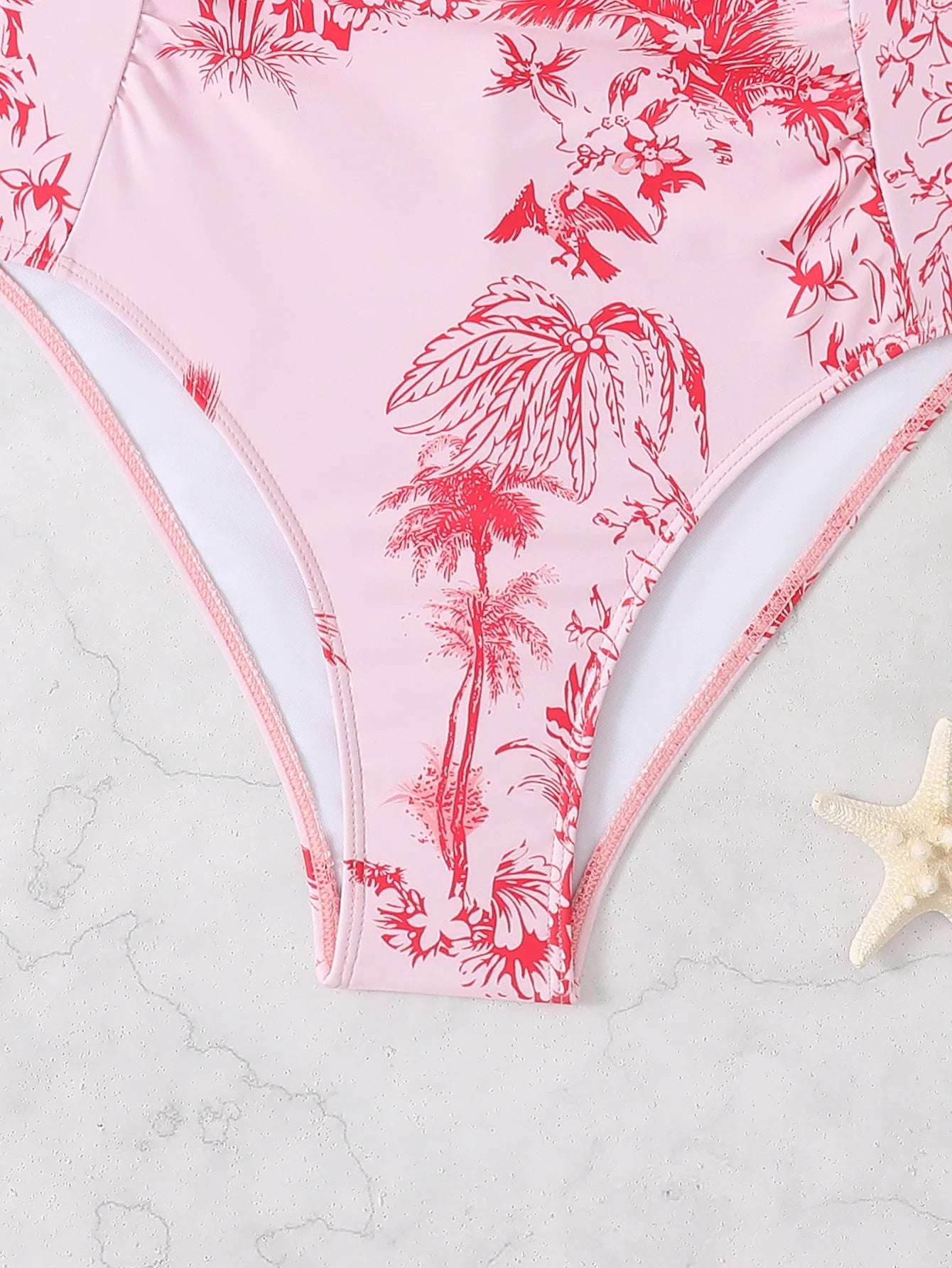 Pink Halter ruched One Piece Swimsuit