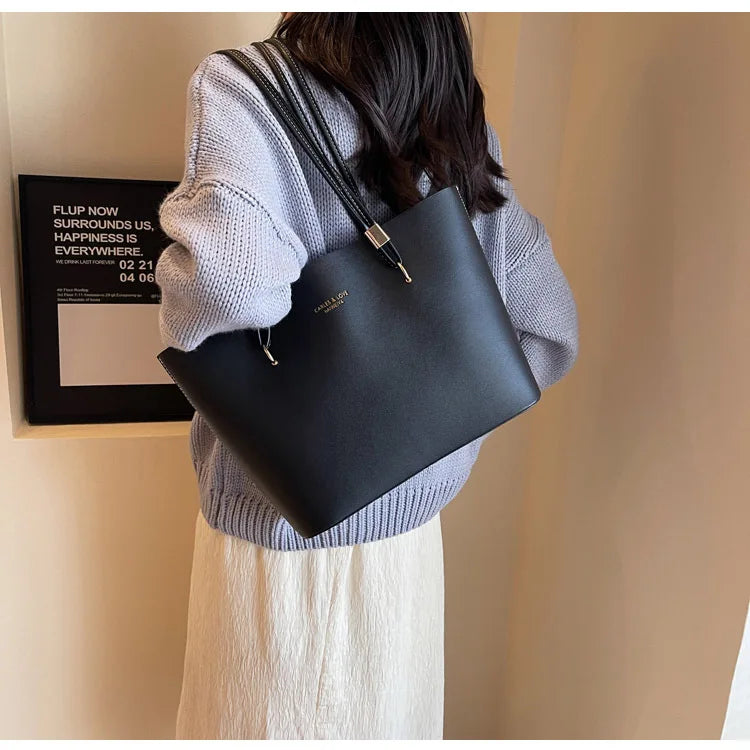 PU Leather large Tote Handbag