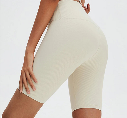 Ribbed High Waist Push Up Fitness Sports Shorts