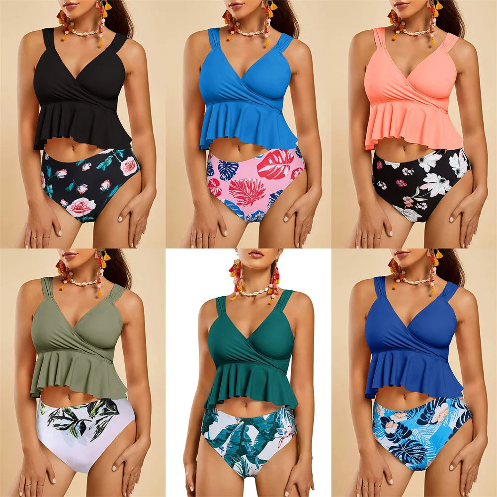 Women Leaf Print Swimwear