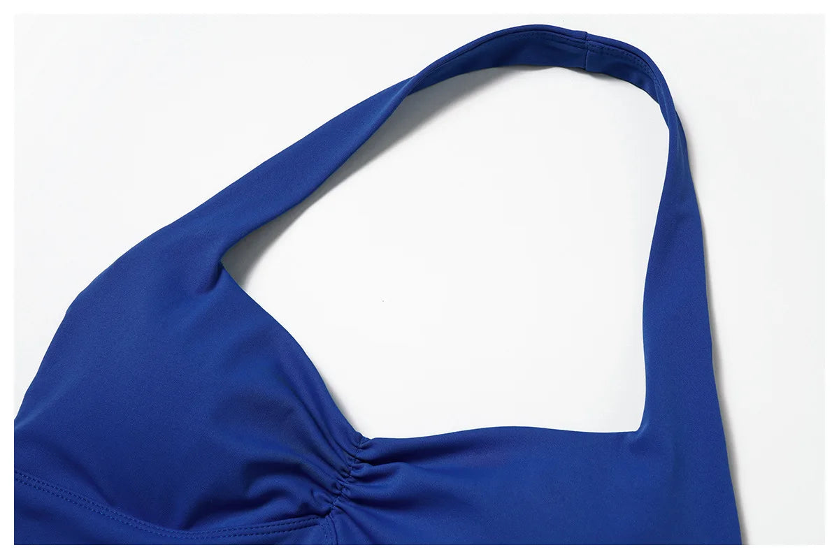 Halter neck push up ruched Sports Bra