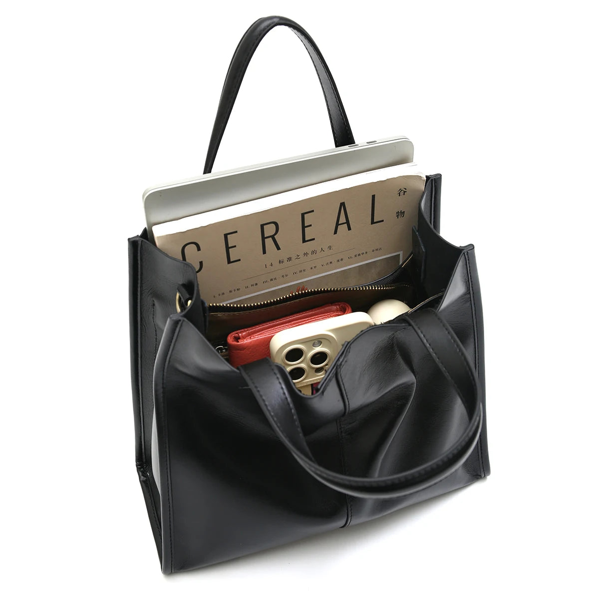 Minimalist Vintage Leather Tote Handbag