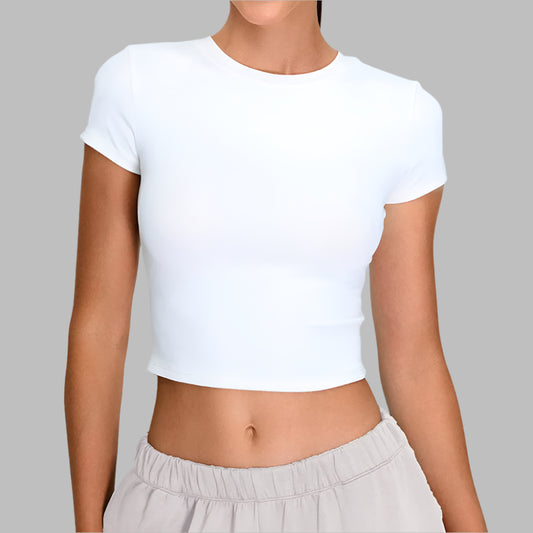 Short Sleeve round neck yoga gym sports Crop Top