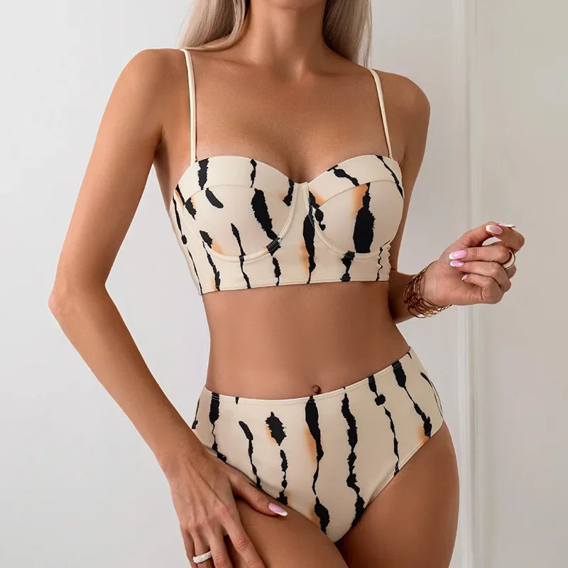 Push Up High Waisted Two Piece Swimsuit print