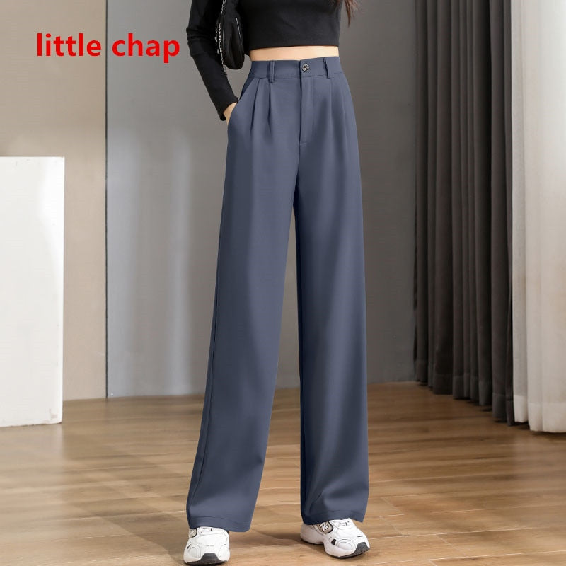 Women Chic Office Wear Straight Pants Little chap-grey