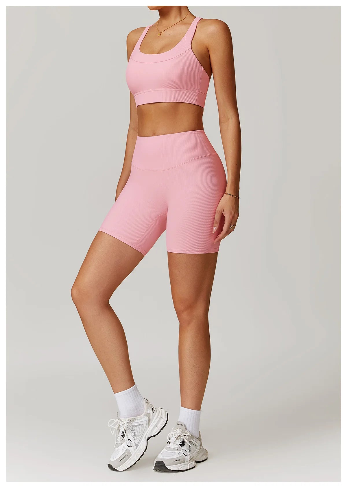 Ribbed Fitness Gym Workout Push Up Sports Bra & Leggings Set