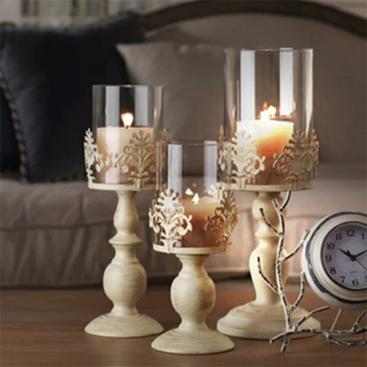 1PC Beige Metal Candle Holder