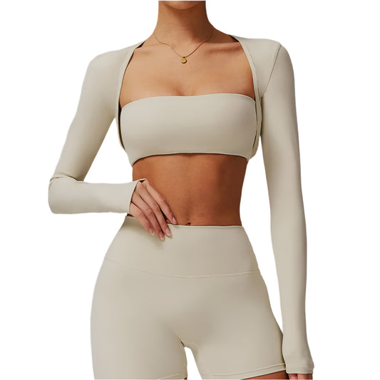 New Brushed Long Sleeved Sports crop Top