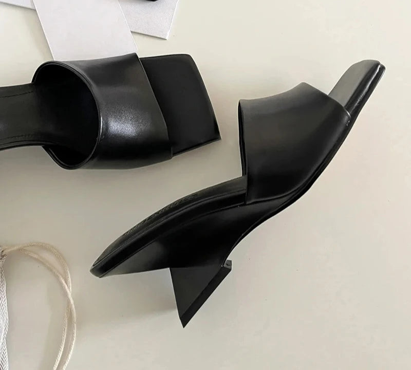 Wedges Heel Square Toe Slip On Sandals