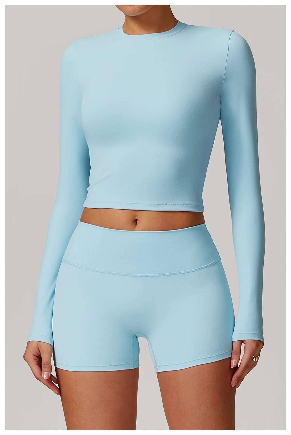 Long Sleeved Quick Dry round neck High Elastic Pilates Workout top