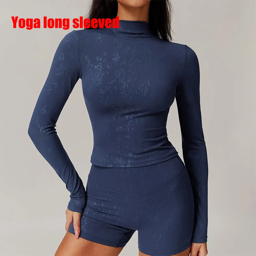 Printed Long Sleeved Sports Workout Top Shenlan