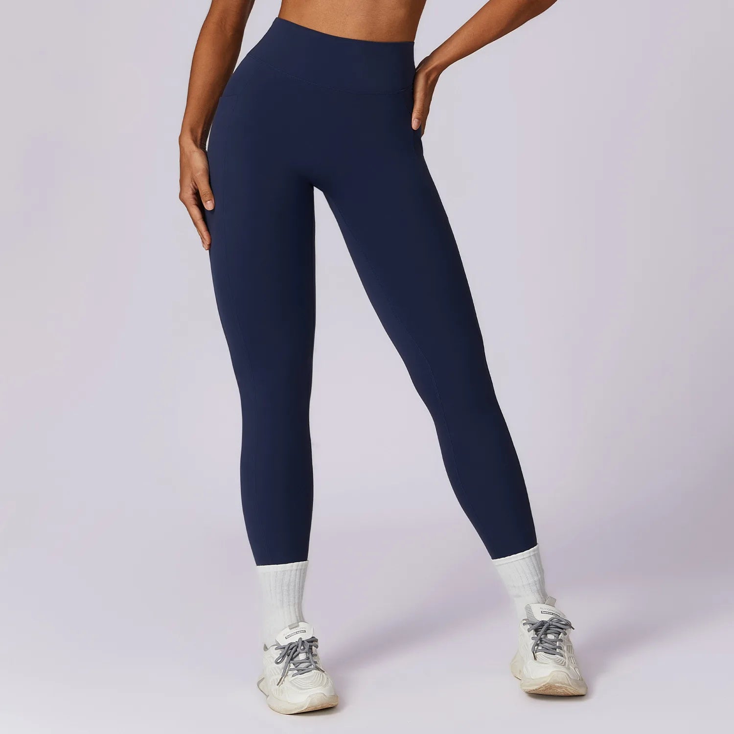 High Waist Push Up Scrunch Butt Quick Drying Fitness Leggings Badge Blue