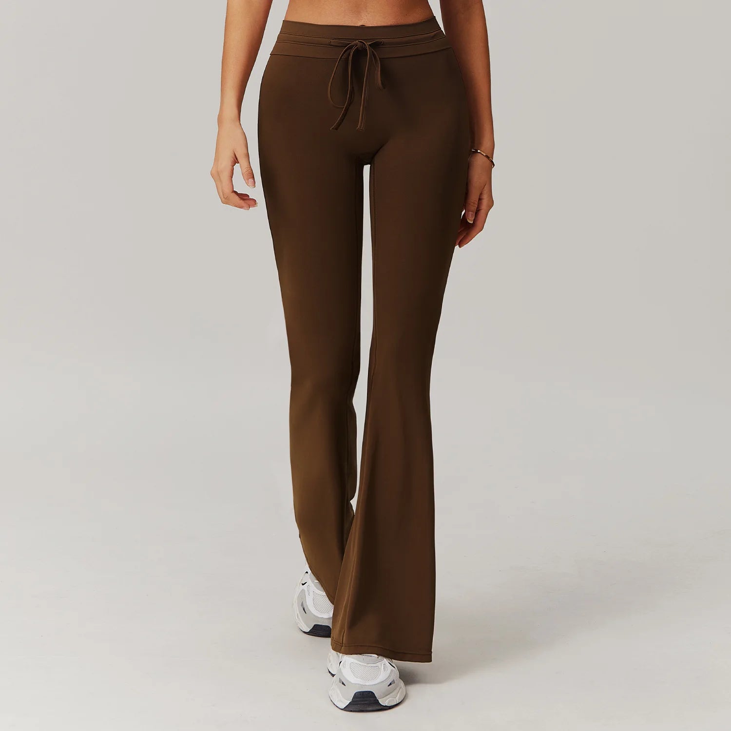 Wide Leg Bell-bottoms drawstring Sports Leggings Huacha Brown