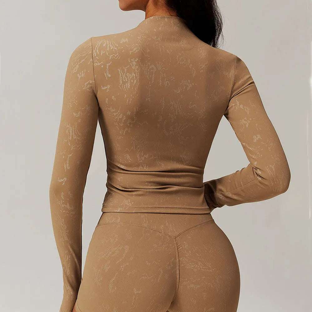 Printed Long Sleeved Sports Workout Top