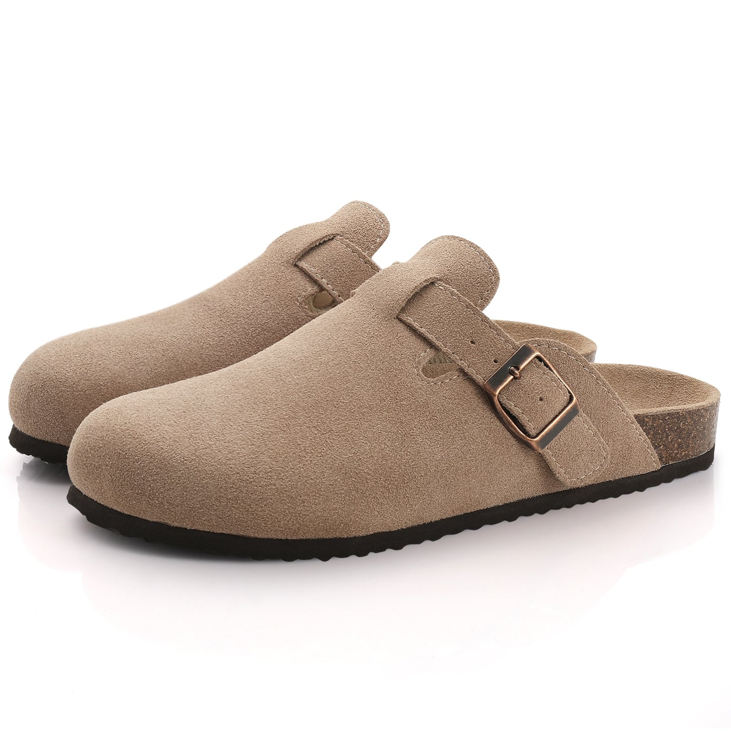 Suede Birkenstock style Mules Clogs Slippers Apricot