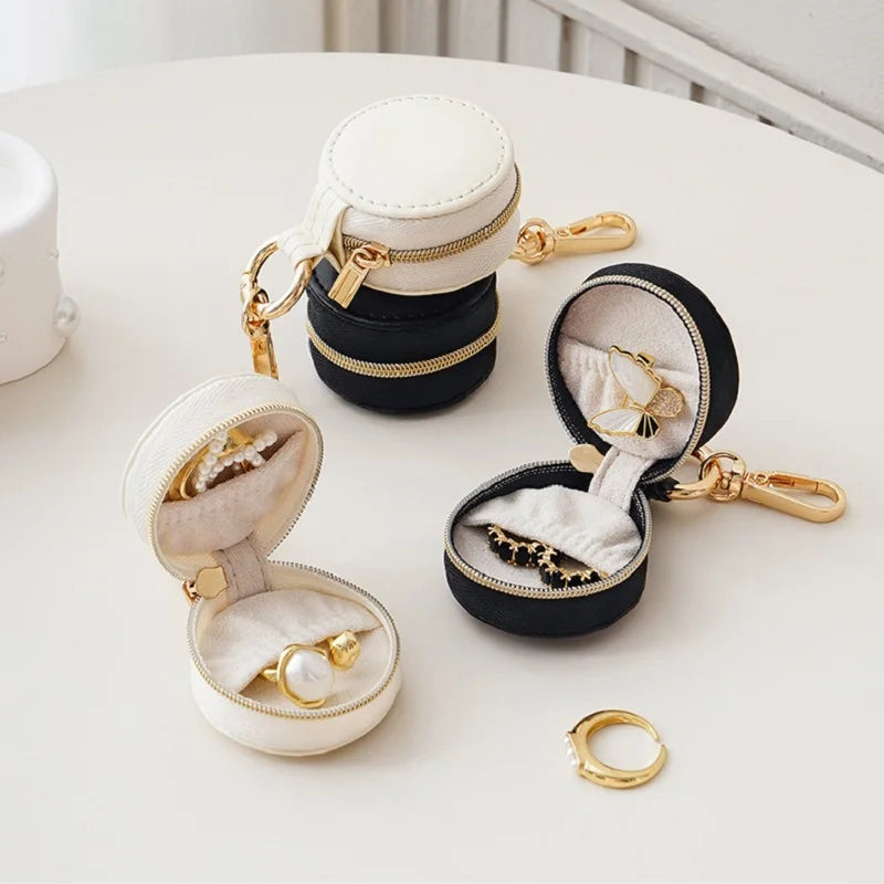 Portable Mini Round travel Jewelry Box