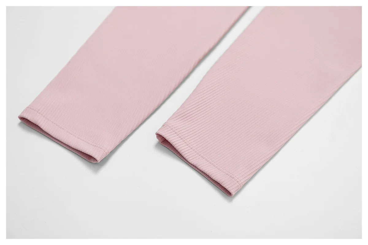 Ribbed Fitness Gym Workout Push Up Sports Bra & Leggings Set