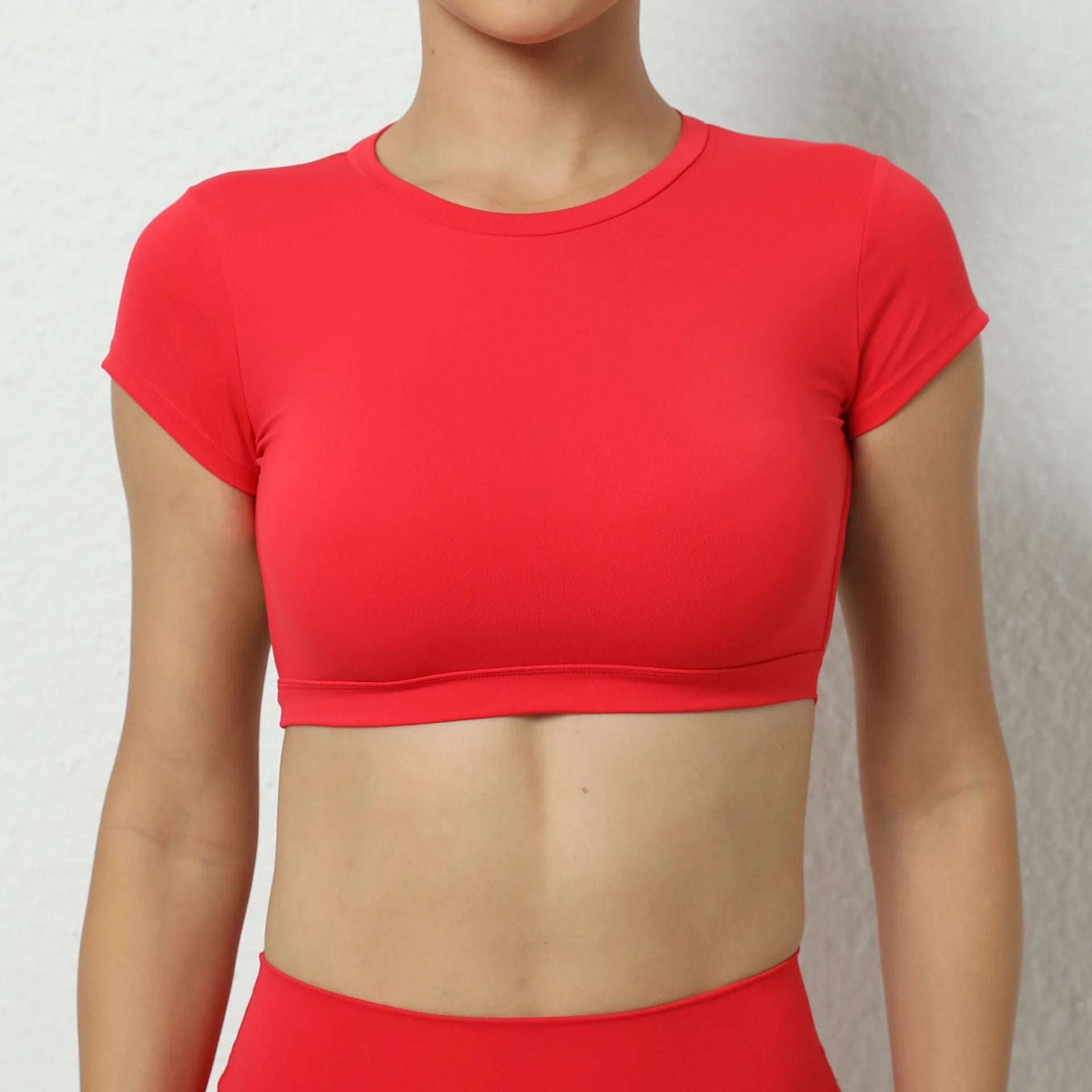 Round Neck Short Sleeve Backless Gym Top
