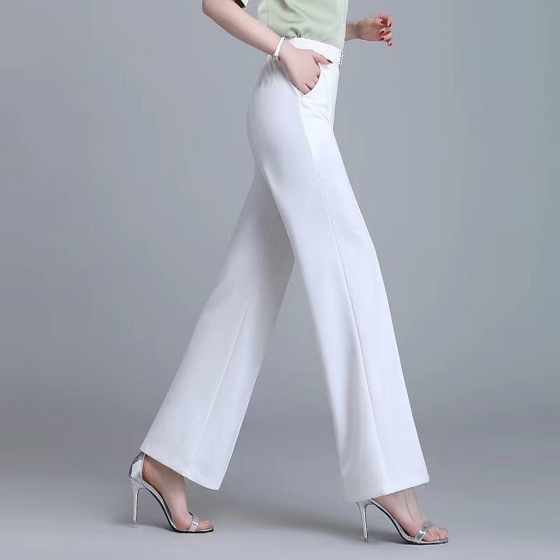 Summer High Waist Pockets All Match Wide Leg Pants