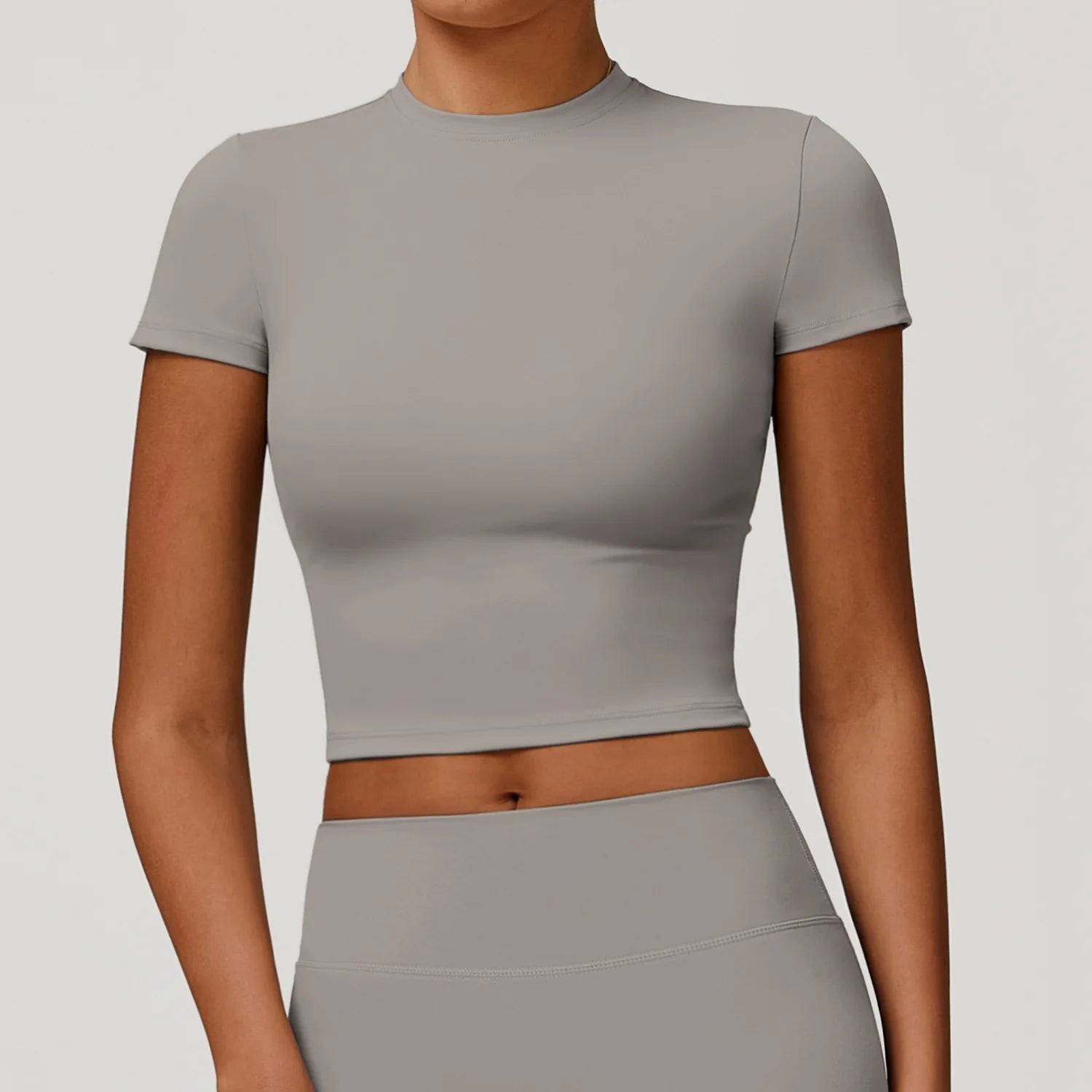 Short Sleeve round neck Yoga Gym Top Frost gray
