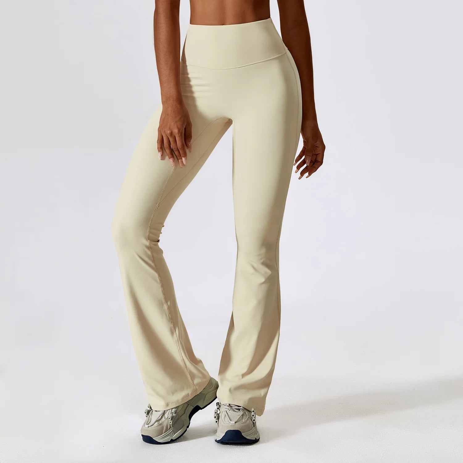 Wide-leg High Waist Flared Workout Bell-bottoms Yoga leggings Oat apricot