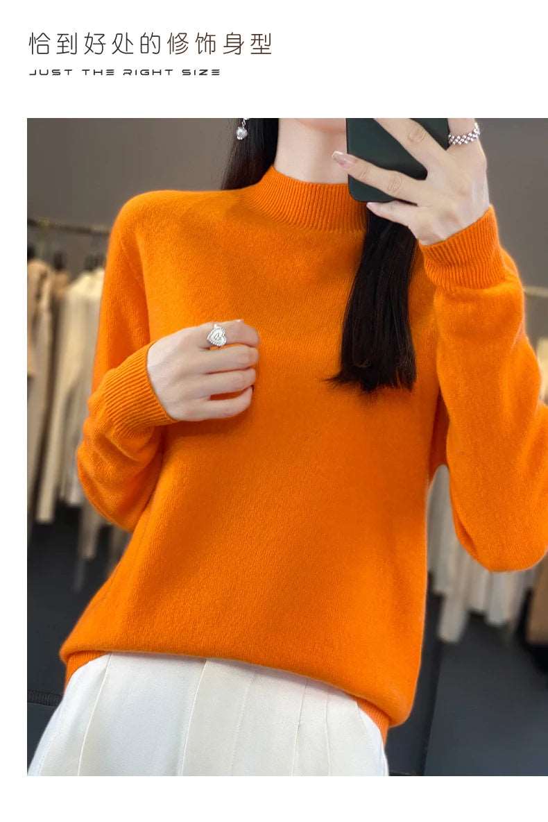 100% Merino Wool Sweater Women Knitwear