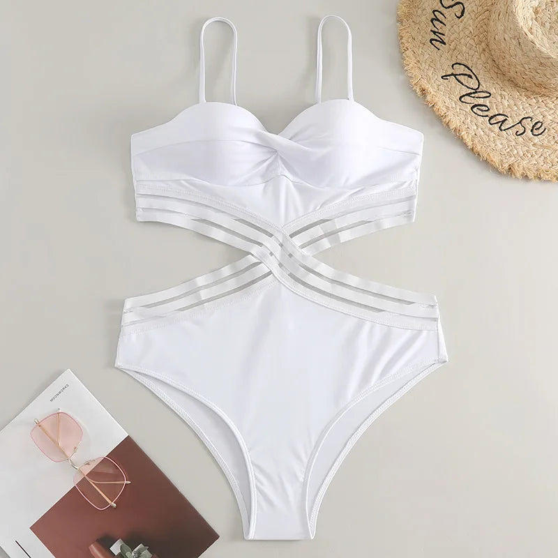 New Black Push Up Swimsuit white