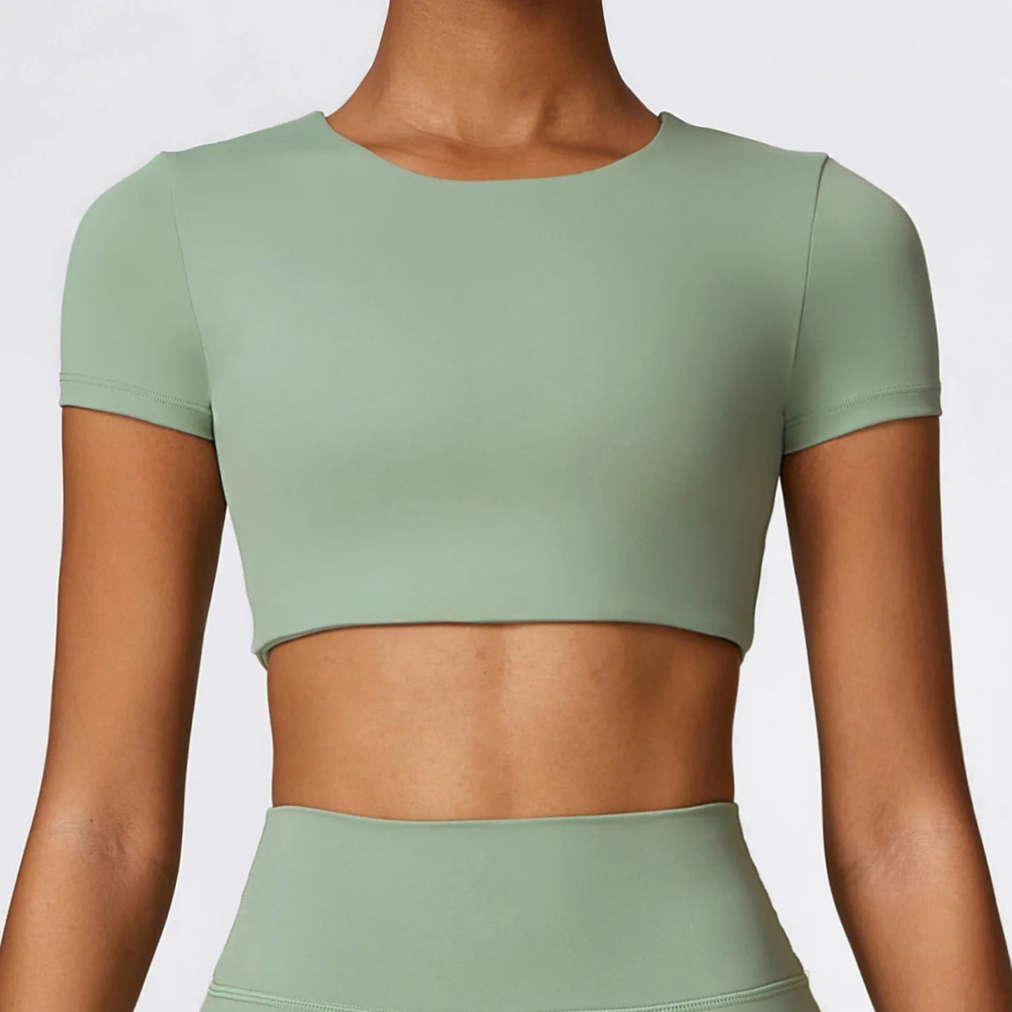 Seamless Yoga Workout Fitness Crop Top Basil green