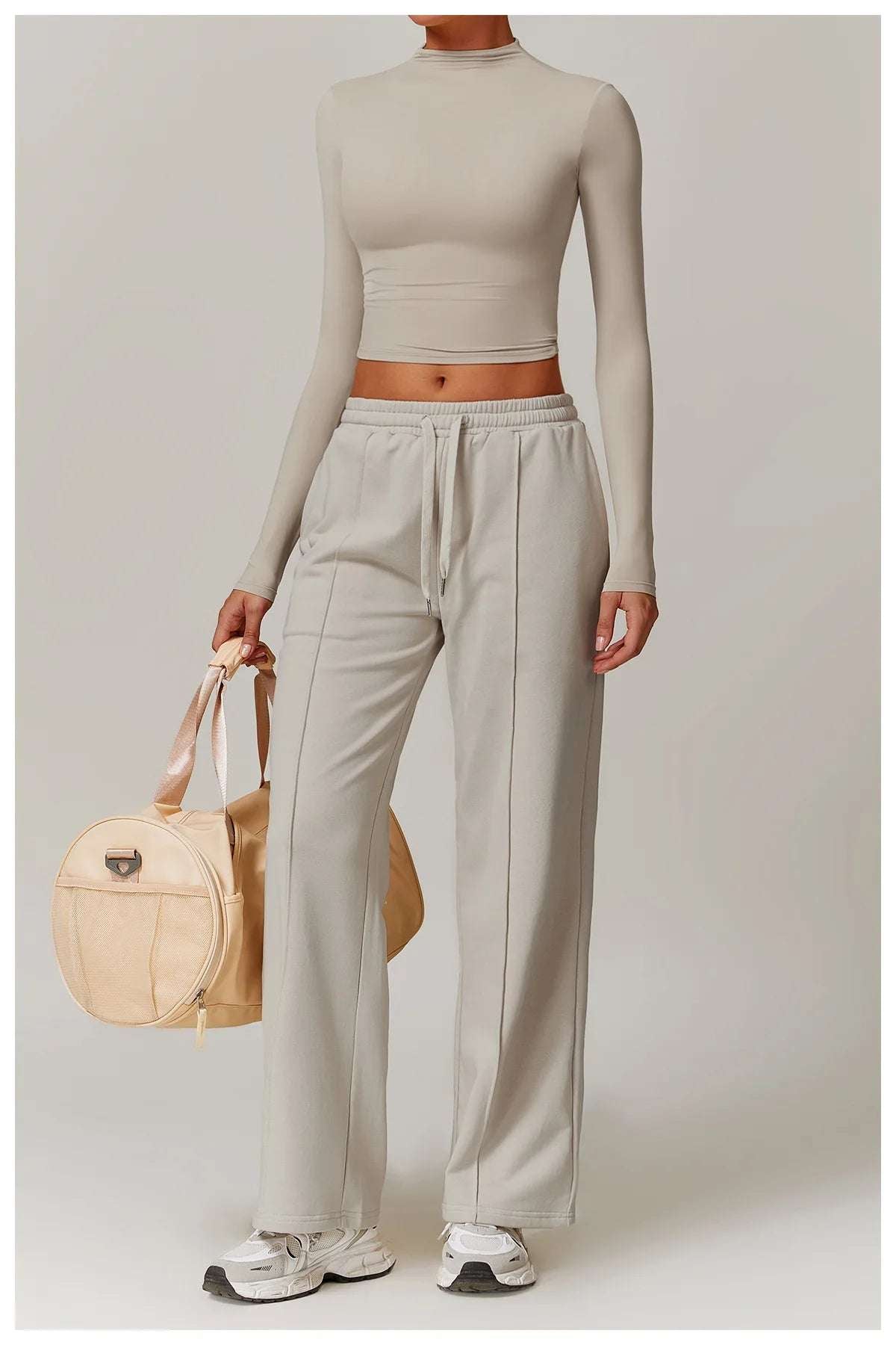 High Neck Long Sleeve Fitness Gym Sports Top